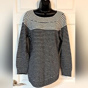 LOFT Black & White Striped Sweater